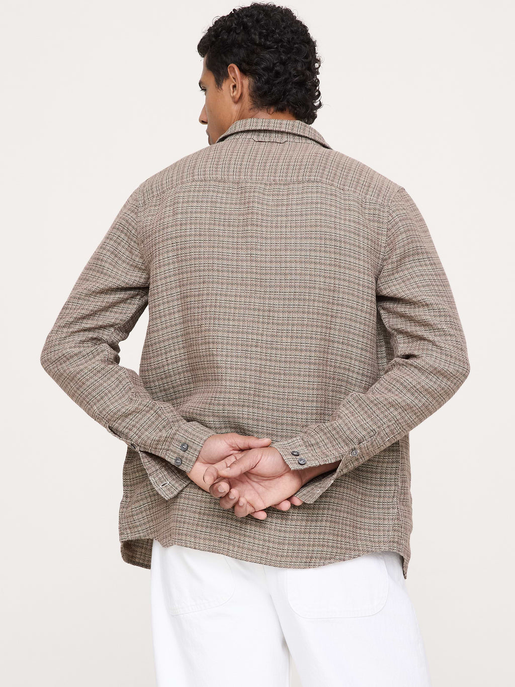 Standard-Fit Textured Linen-Cotton Shirt - Brown Multi