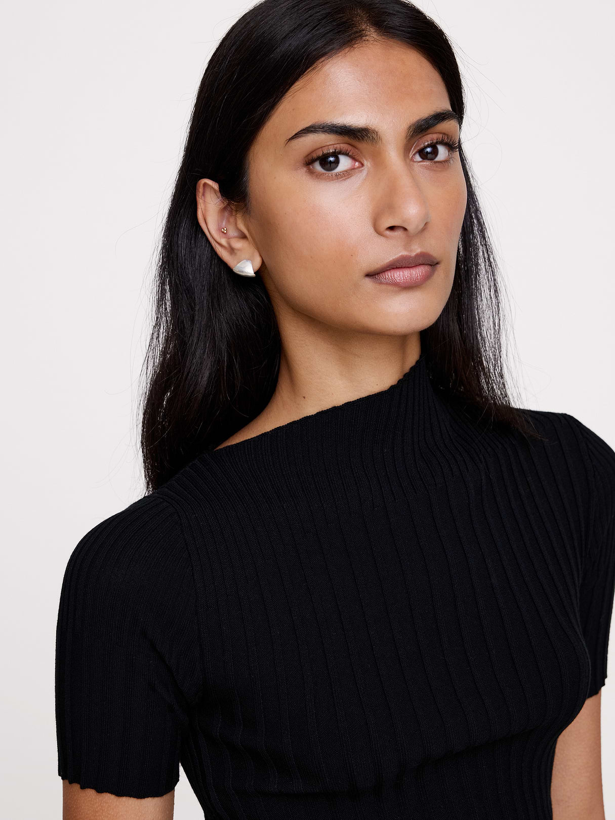 Triangular Half-Hoop Earrings - Silver