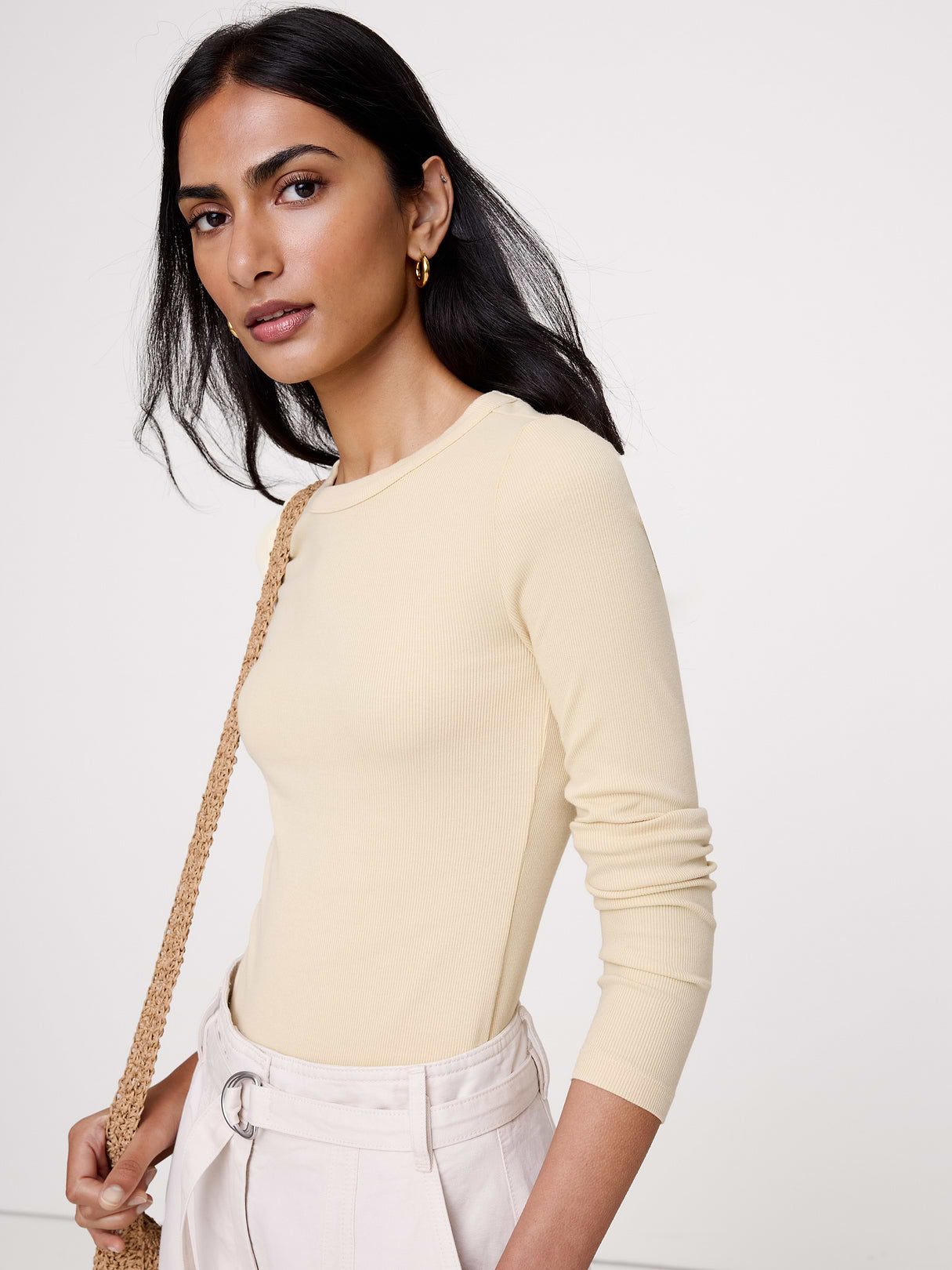 Ribbed Crew-Neck T-Shirt - BISCOTTI