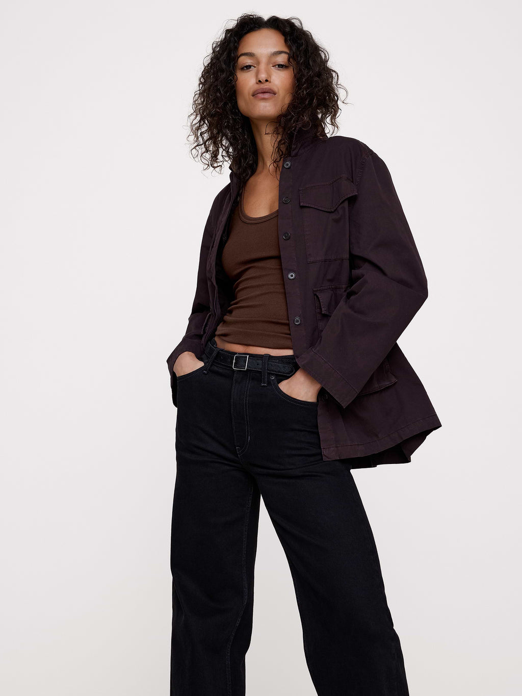 Ribbed Scoop-Neck Tank - Dark Chocolate Brown