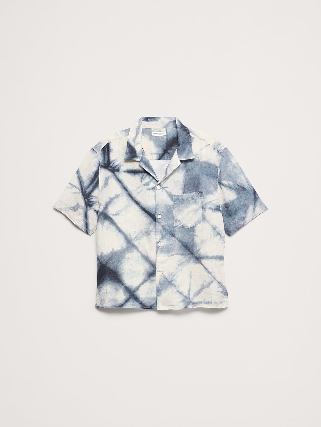 Standard-Fit Linen Resort Shirt - Navy Blue Tie Dye