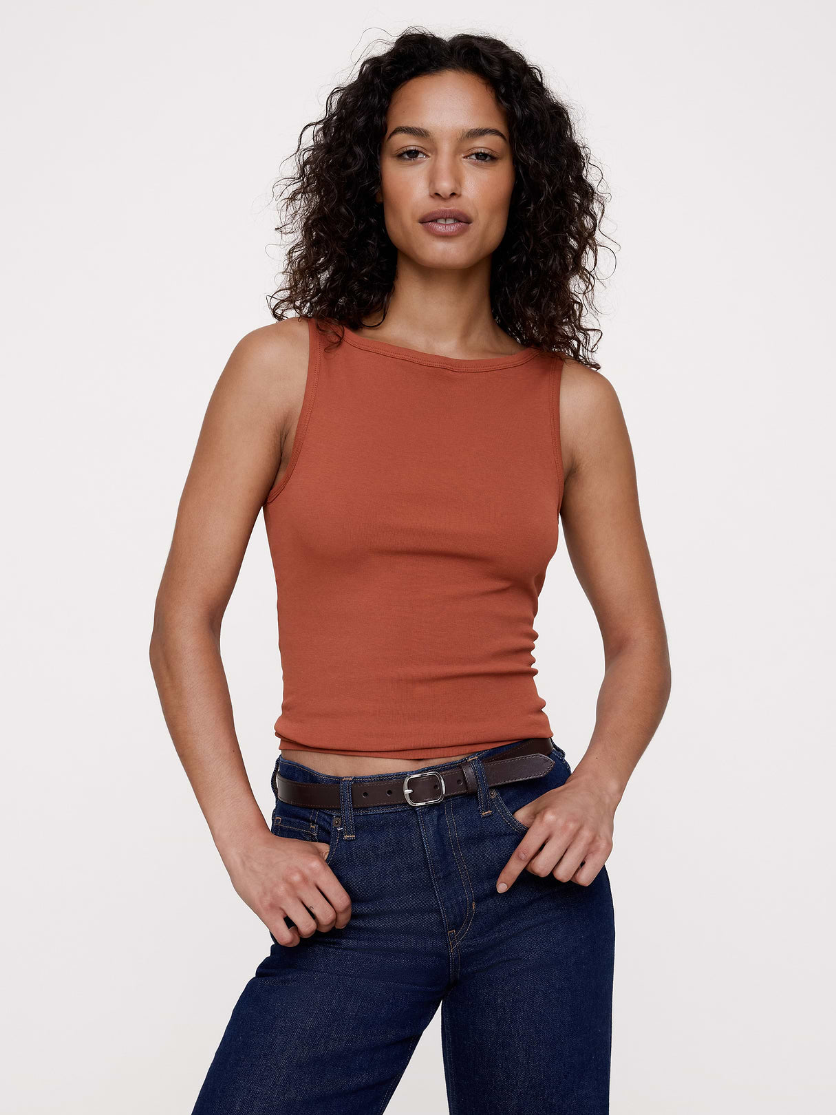 Minimalist Cotton Tank - Burnt Sienna Orange