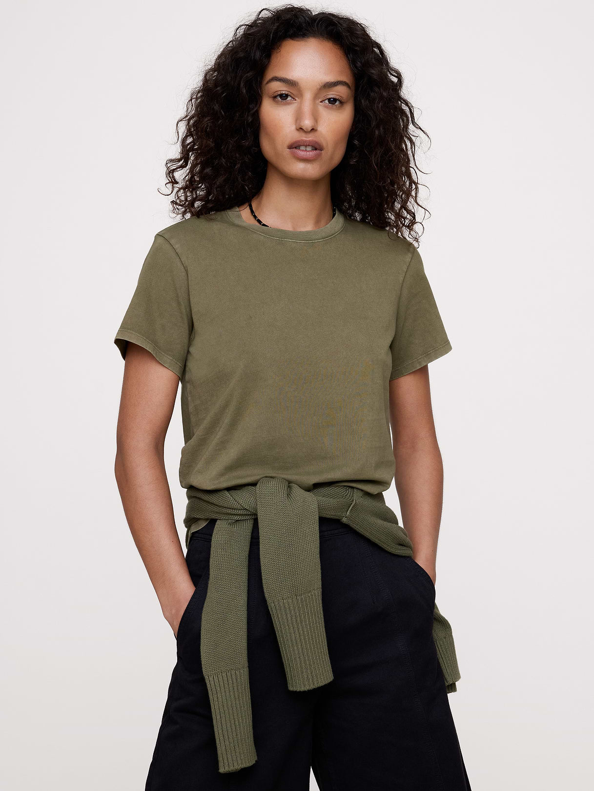 Vintage Cotton Crew-Neck T-Shirt - Olive Green