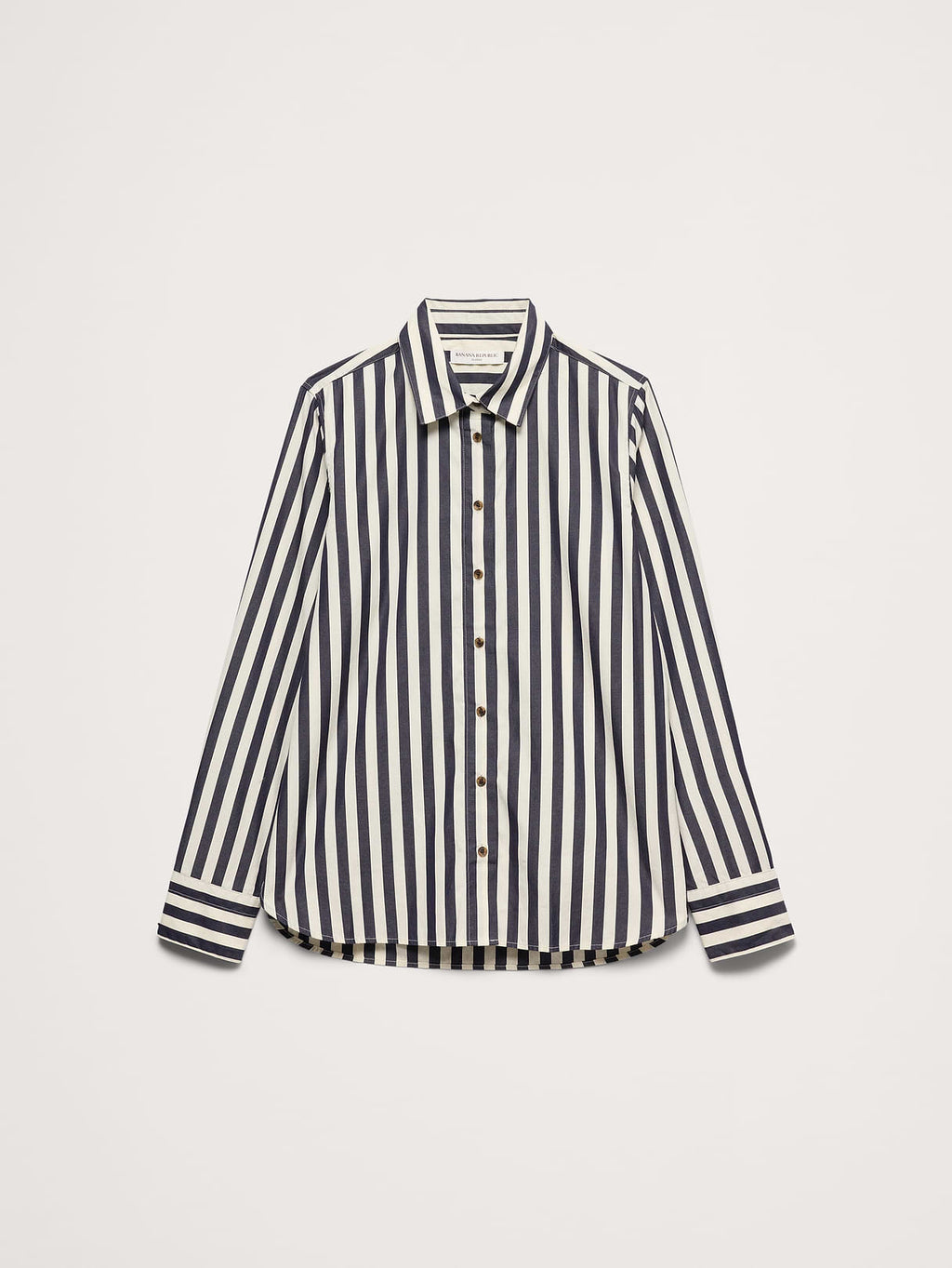 The Everyday Shirt in Cotton Poplin - White & Navy Blue Stripe