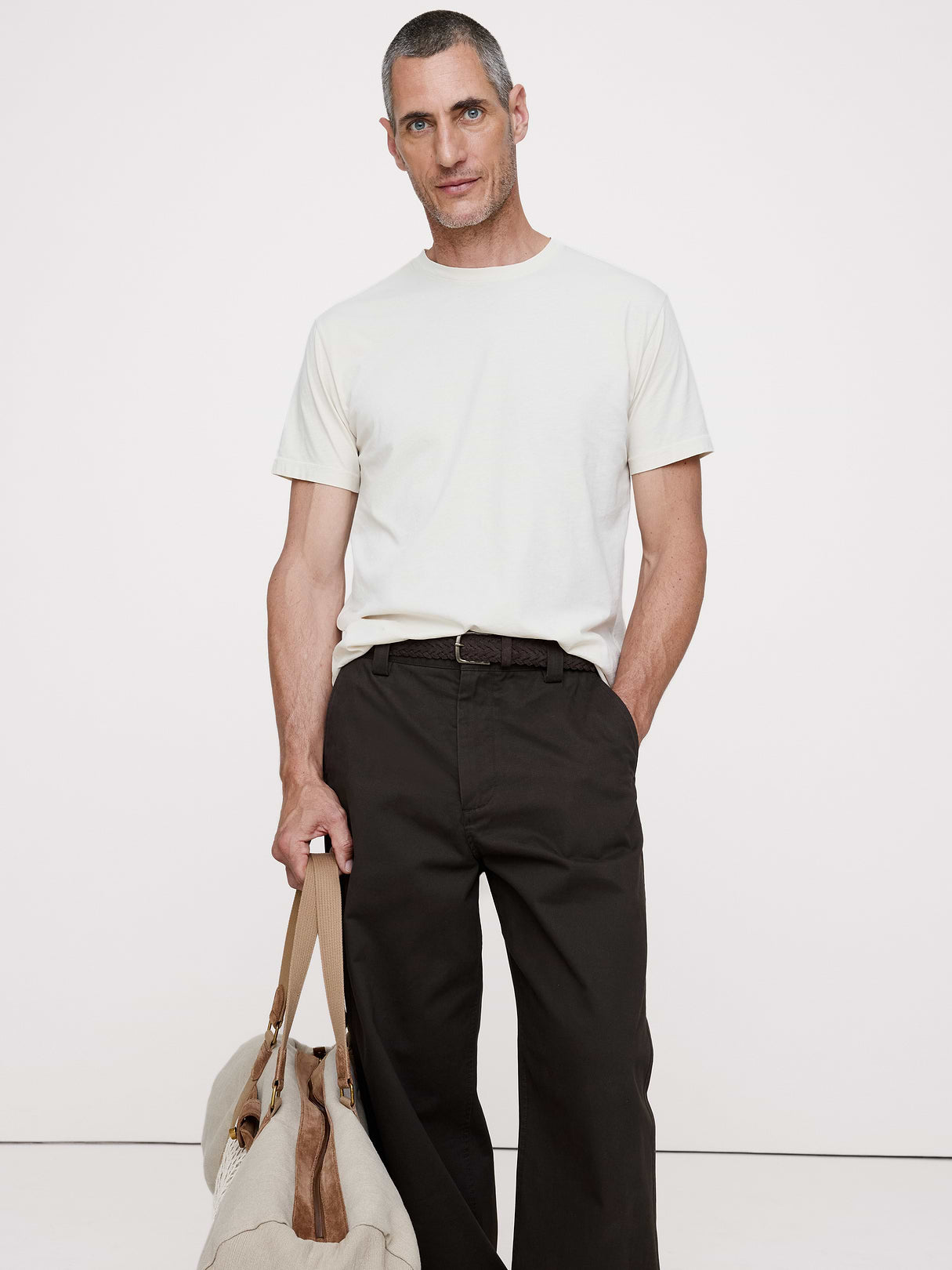 Lightweight Cotton Crew-Neck T-Shirt - Natural Stone White
