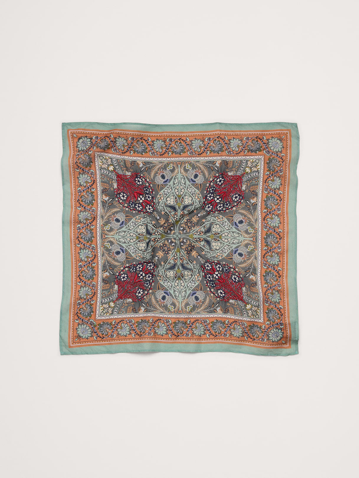 Embroidered Cotton Scarf by Vismaya - Slate Gray