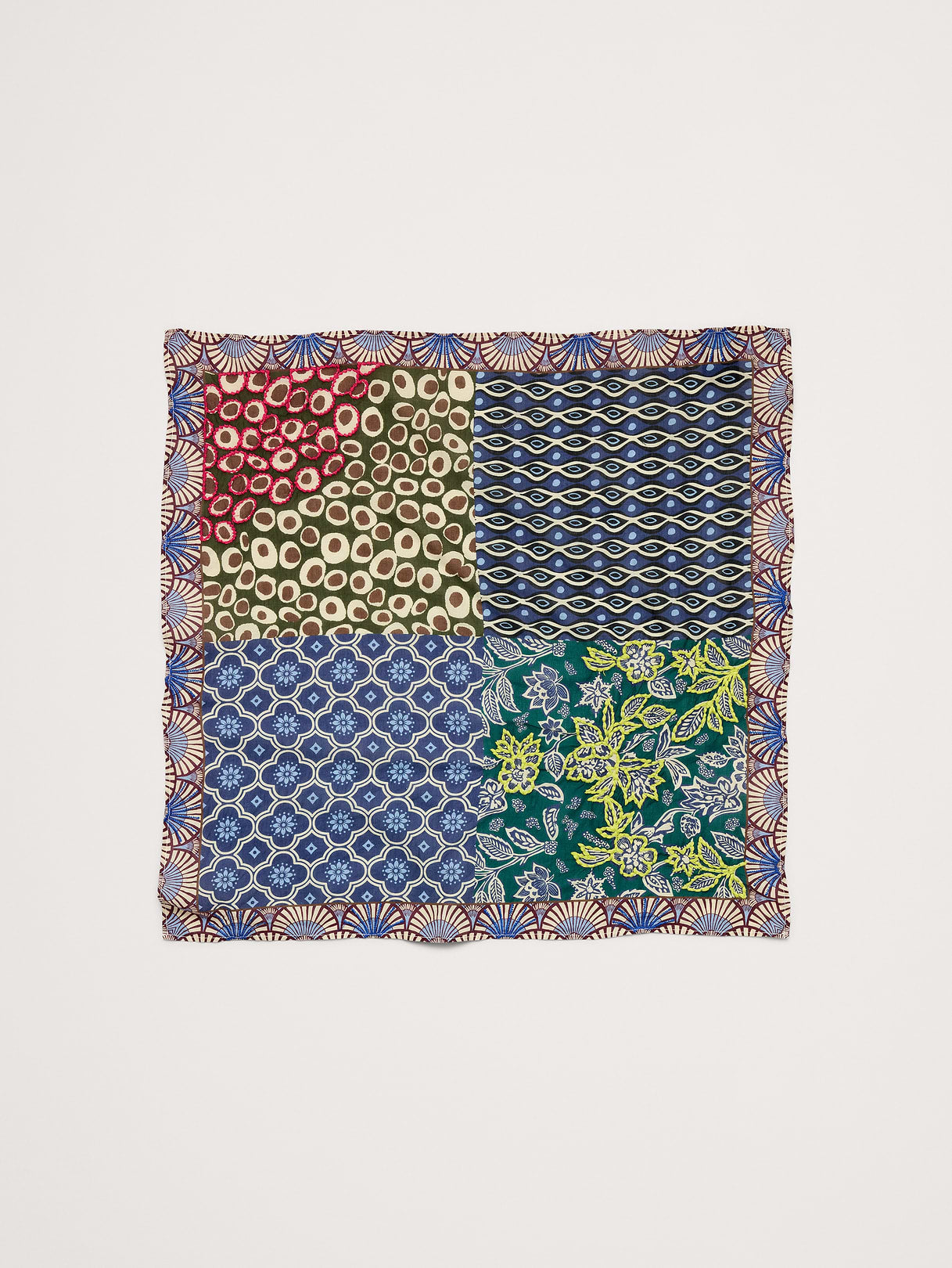Embroidered Cotton Scarf by Vismaya - Coastal Teal