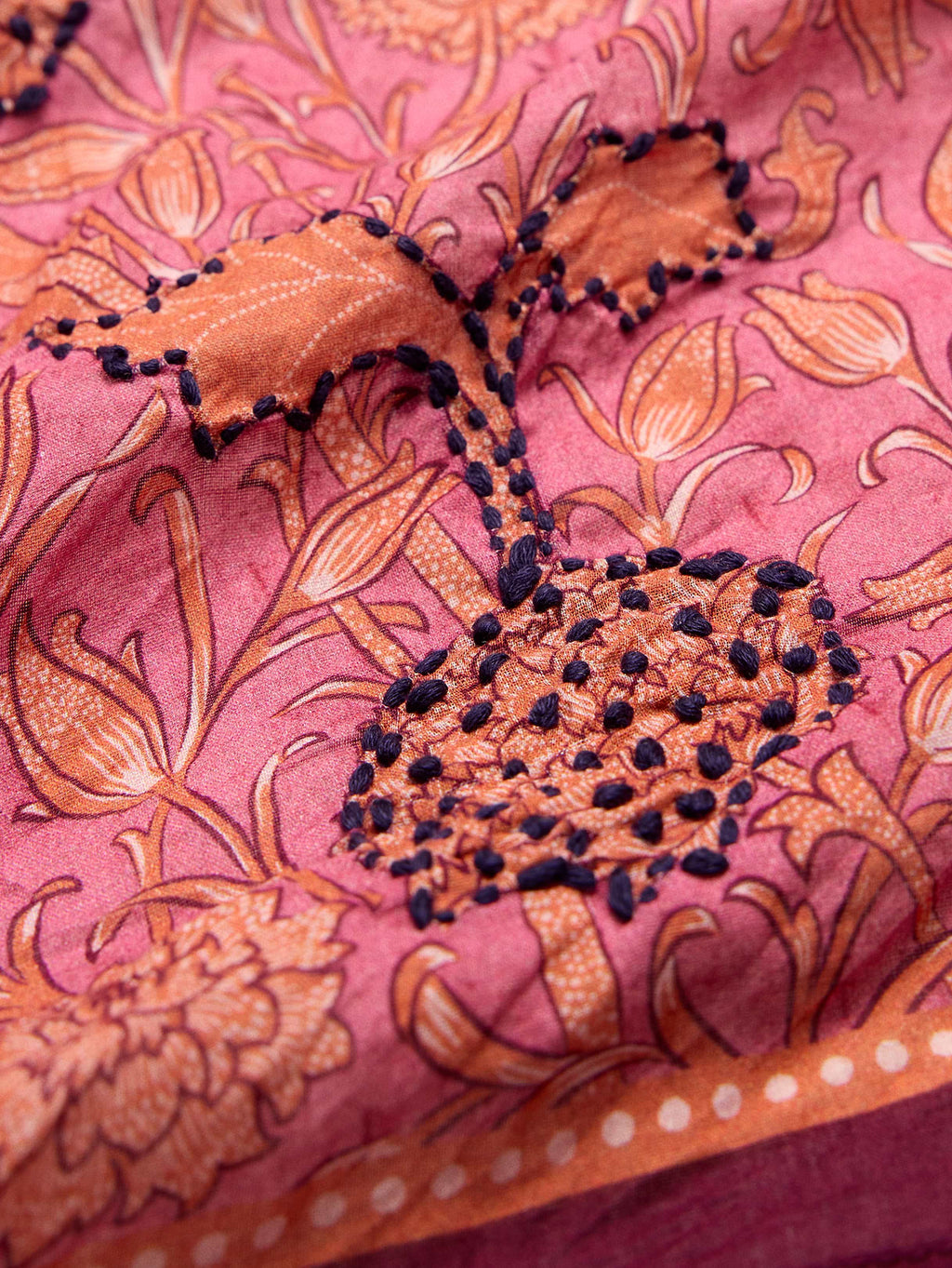 Embroidered Cotton Scarf by Vismaya - Mauve Sky