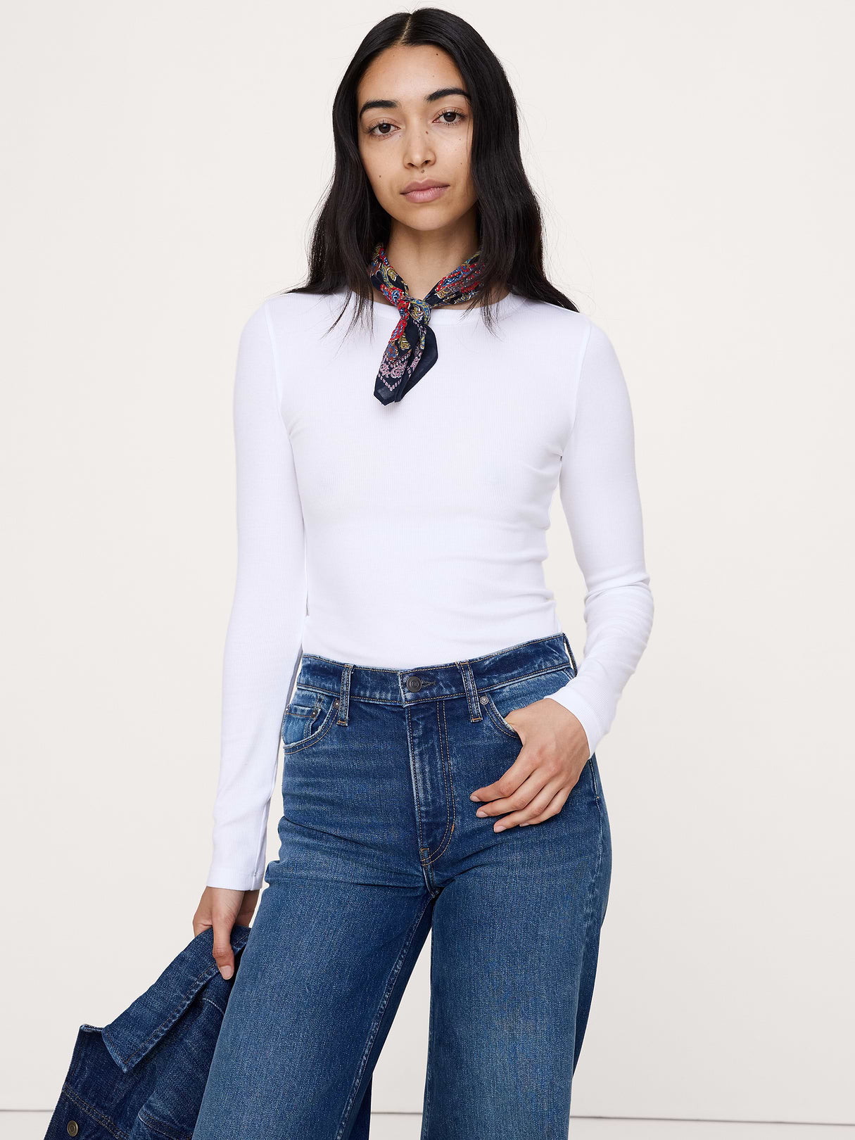 Ribbed Crew-Neck T-Shirt - White