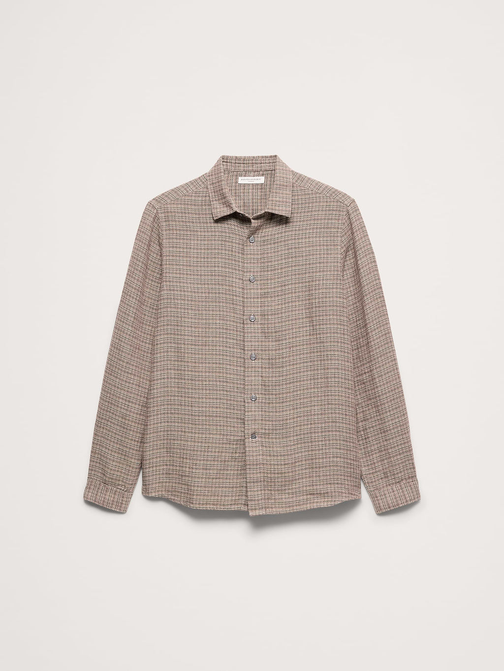 Standard-Fit Textured Linen-Cotton Shirt - Brown Multi