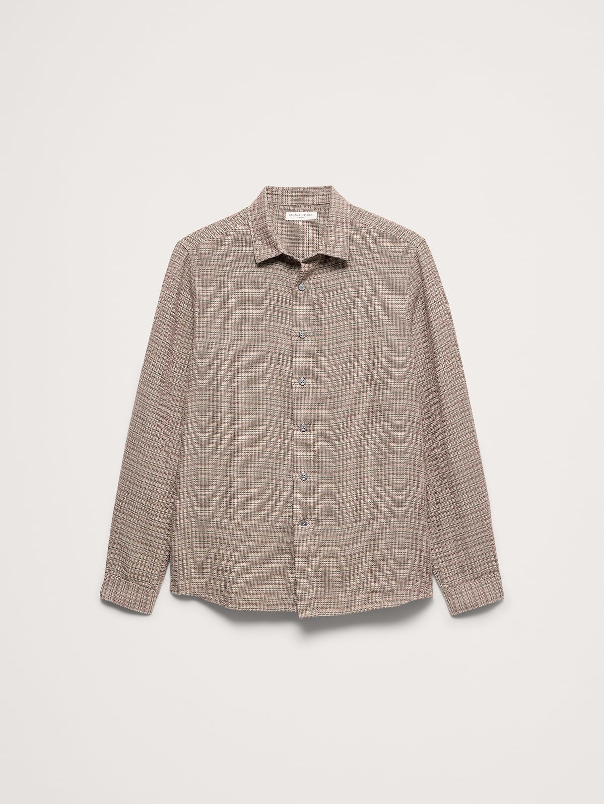 Standard-Fit Textured Linen-Cotton Shirt - Brown Multi