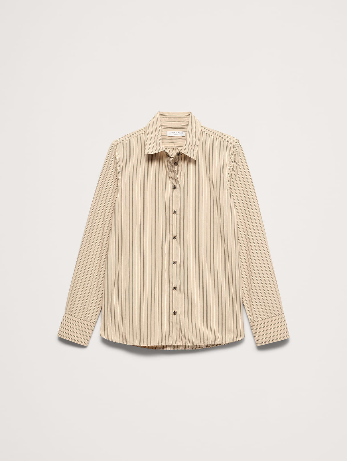 The Everyday Shirt in Cotton Poplin - Cream White Stripe
