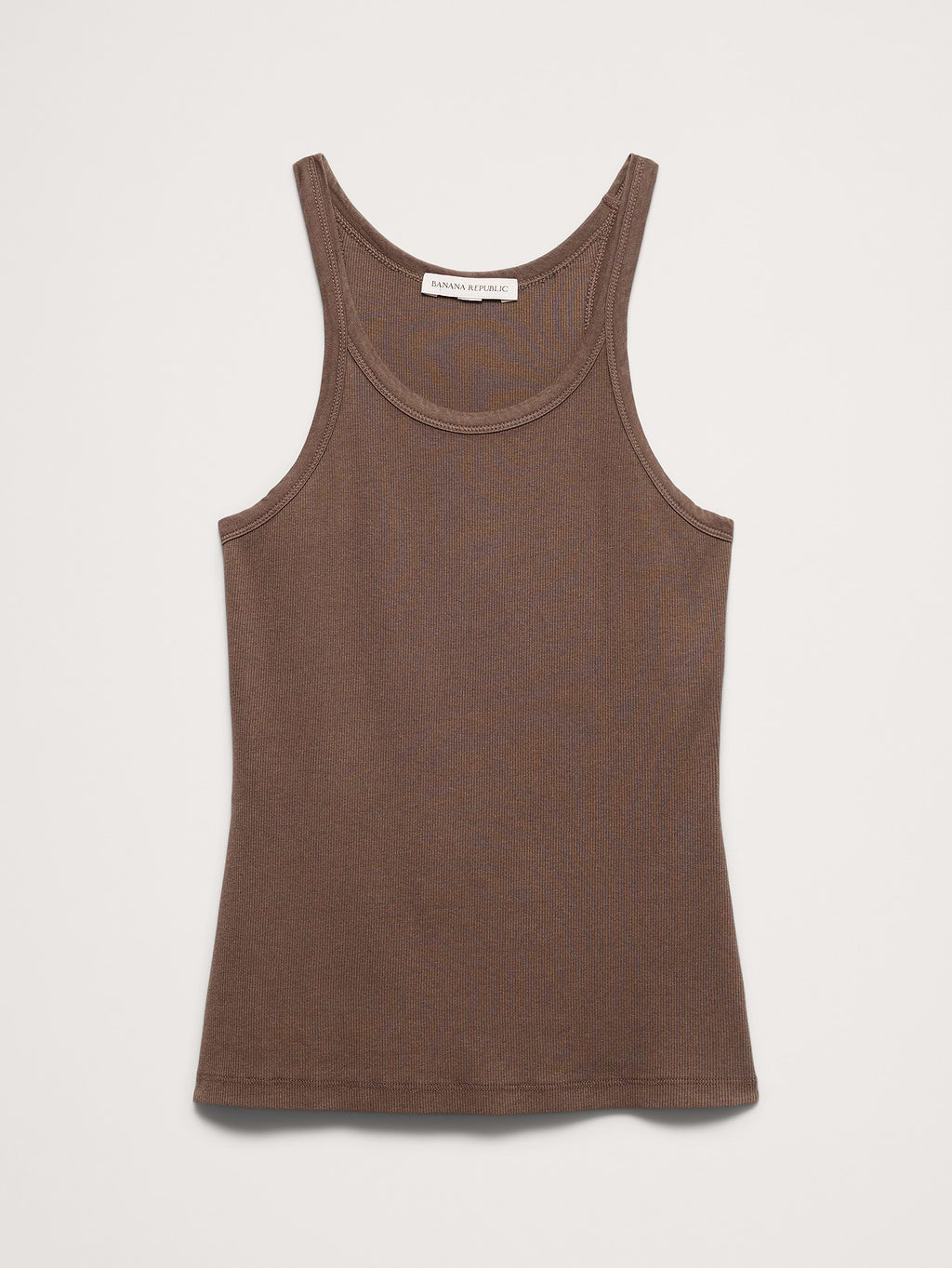 Ribbed Scoop-Neck Tank - Truffle Gray