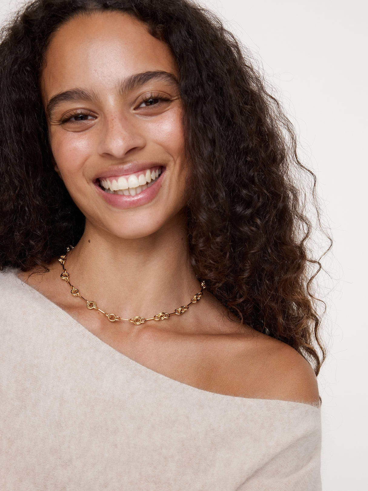 Double Ring Chain Necklace - Gold