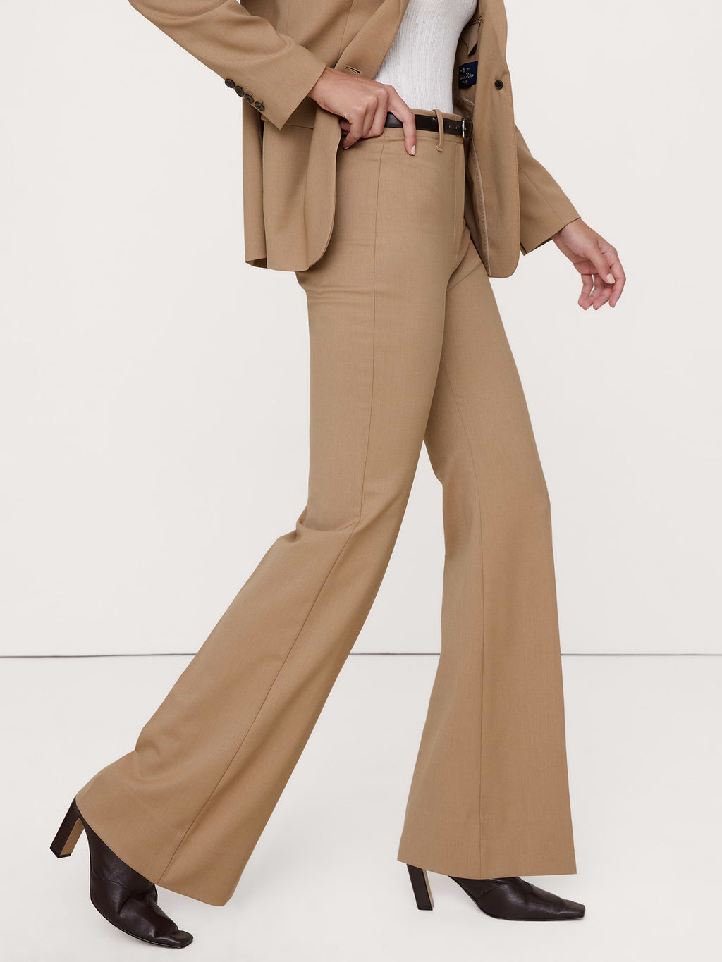 Ultra High-Rise Flare Italian Lightweight Wool Pant - Camel