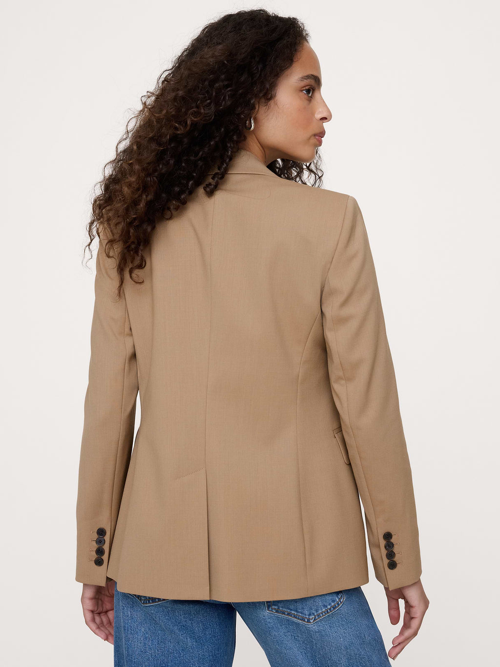 Slim Italian Lightweight Wool Blazer - Camel