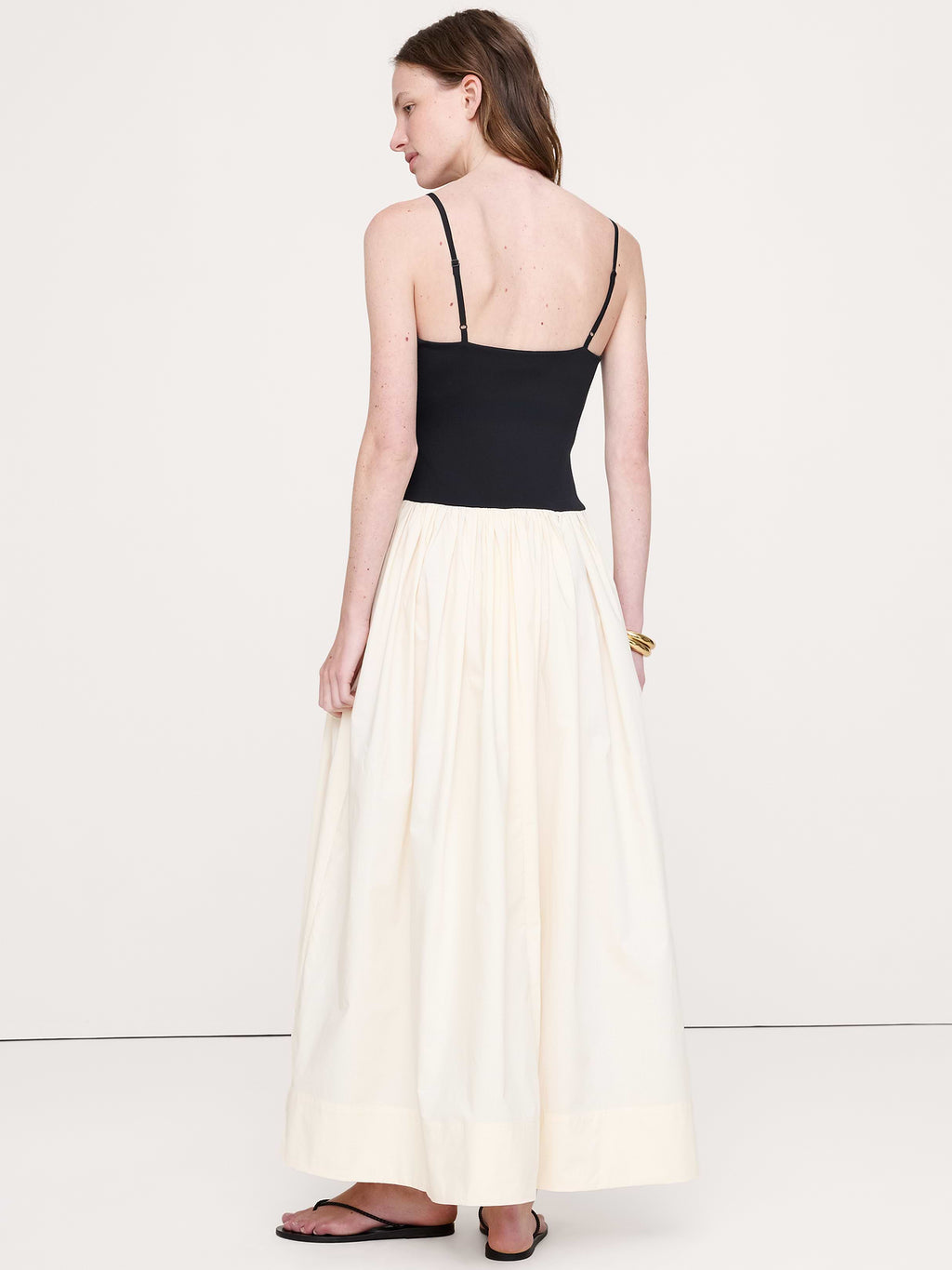 Jersey + Poplin Twist-Front Maxi Dress - Cream White