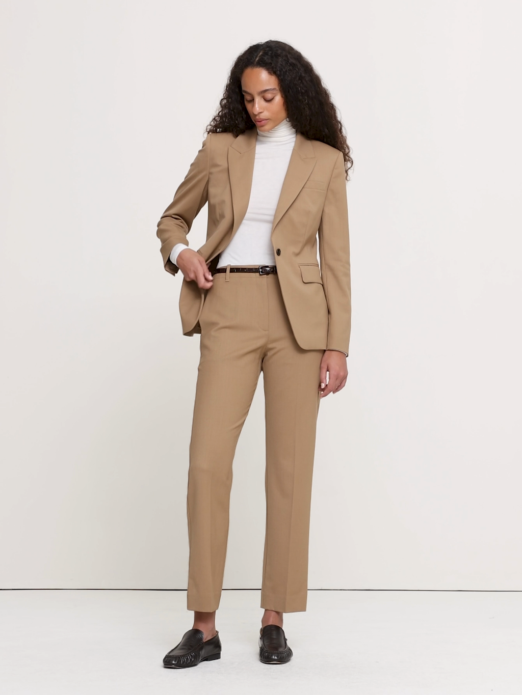 Ultra High-Rise Modern Slim Italian Lightweight Wool Ankle Pant - Camel
