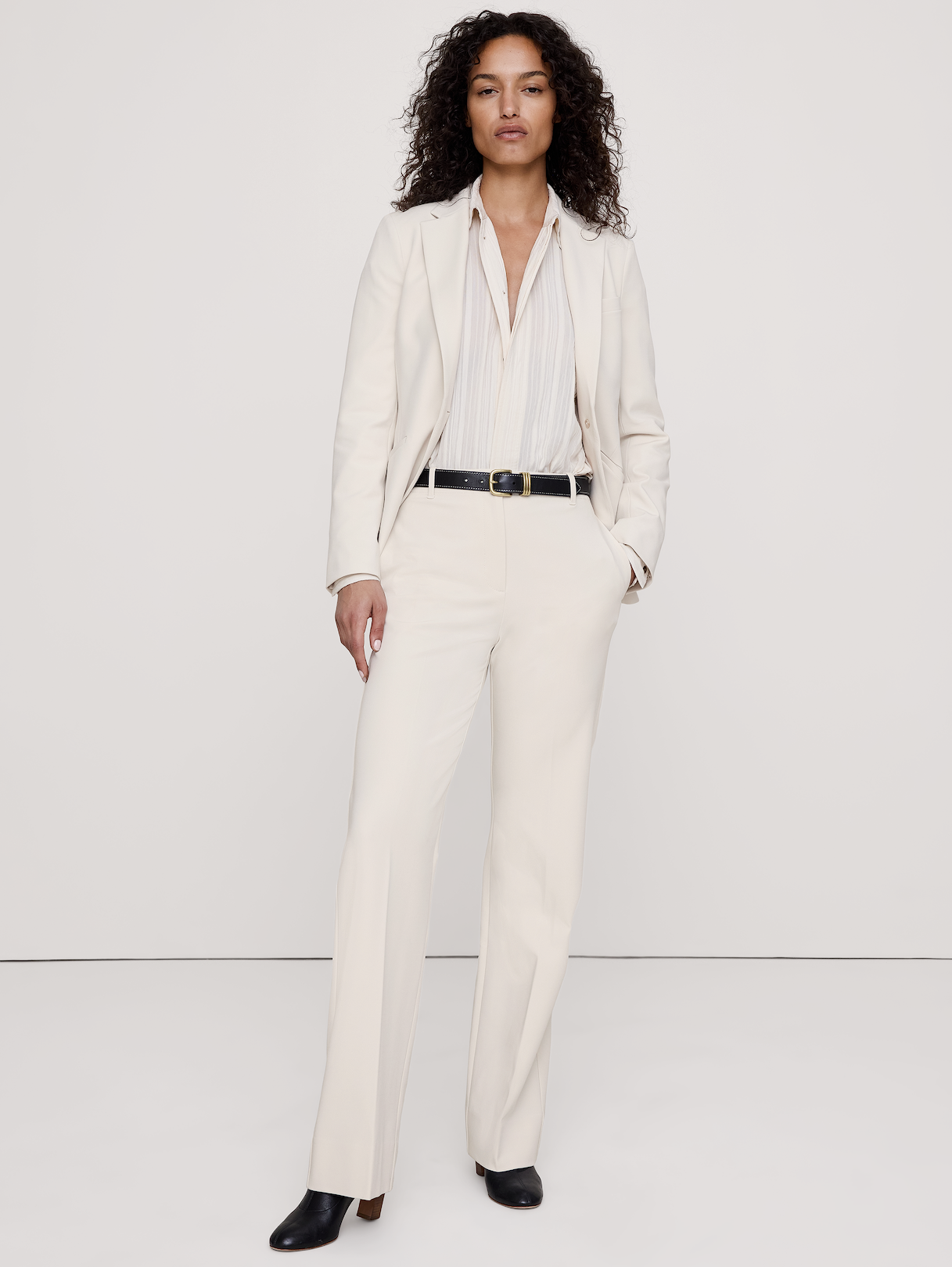 Ultra High-Rise Modern Straight City Stretch Pant - Cream White