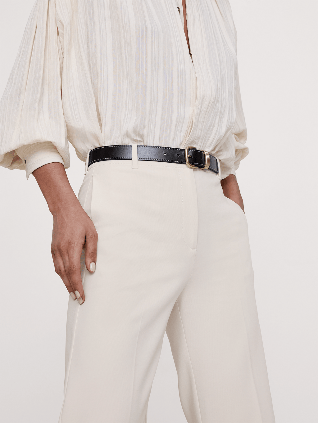 Ultra High-Rise Modern Straight City Stretch Pant - Cream White