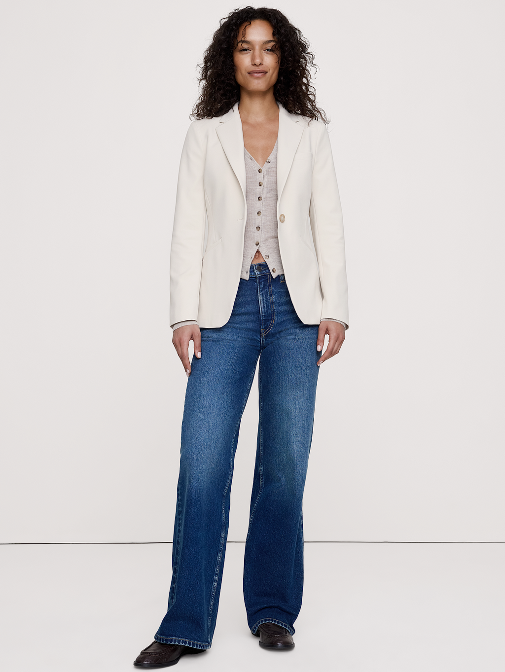 Slim City Stretch Blazer - Cream White