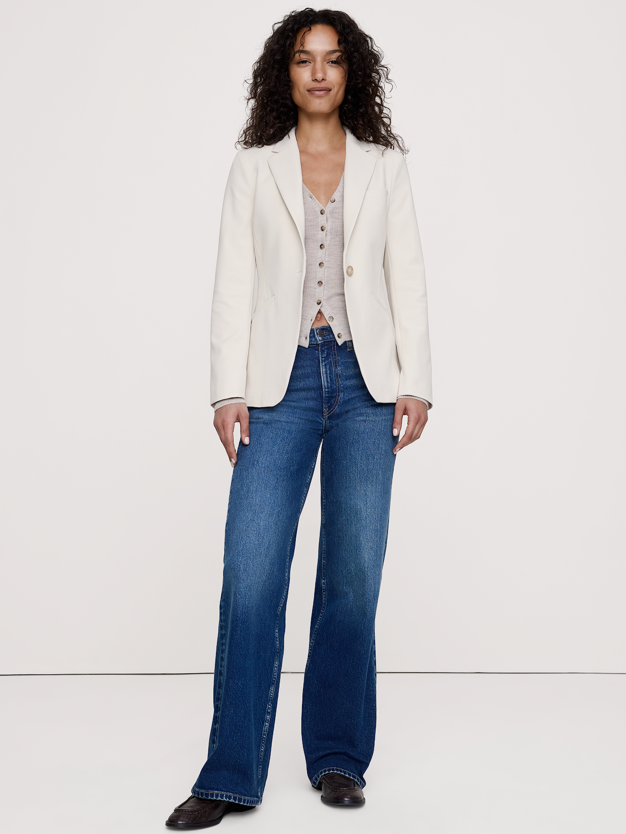 Slim City Stretch Blazer - Cream White