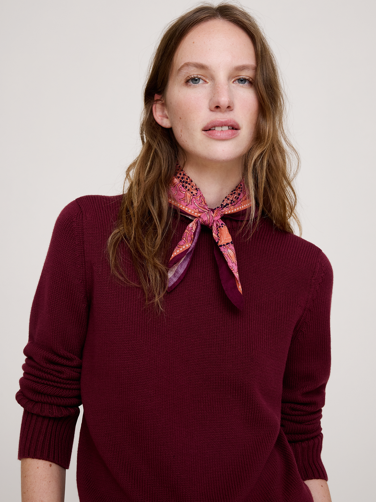 Embroidered Cotton Scarf by Vismaya - Mauve Sky