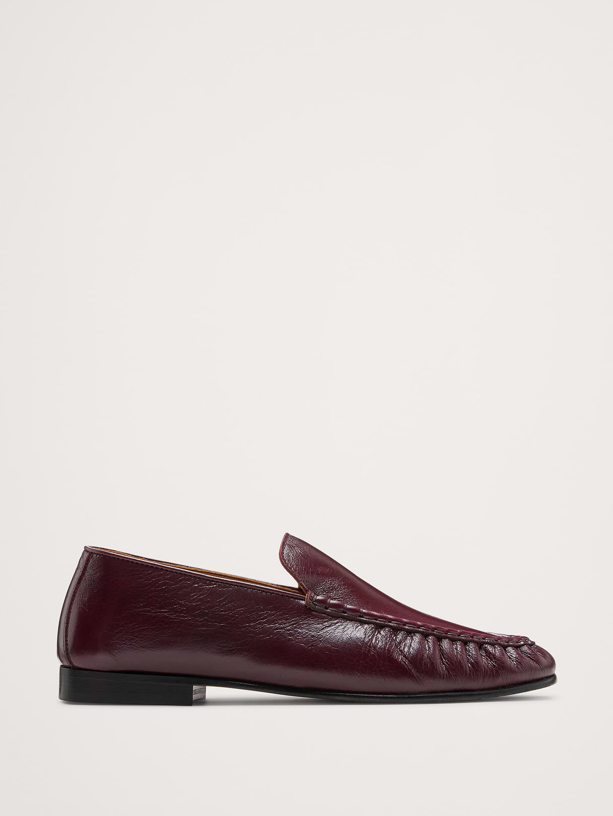 Leather Moc-Toe Loafer - Burgundy Wine