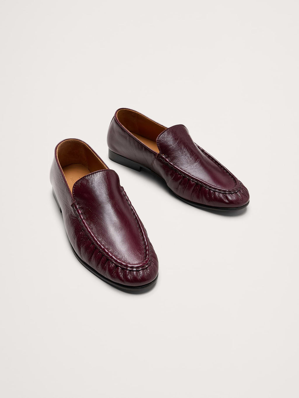 Leather Moc-Toe Loafer - Burgundy Wine