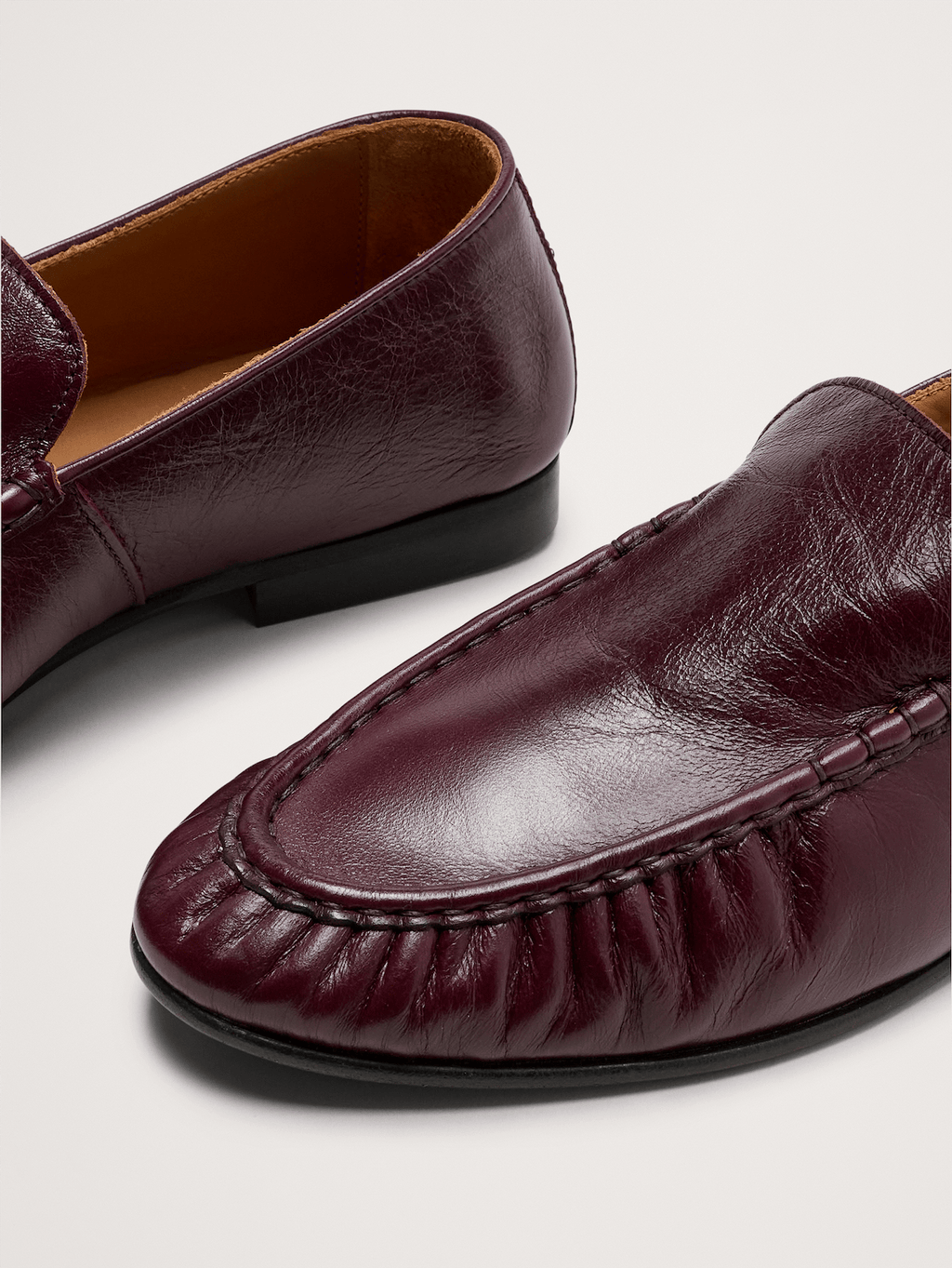 Leather Moc-Toe Loafer - Burgundy Wine