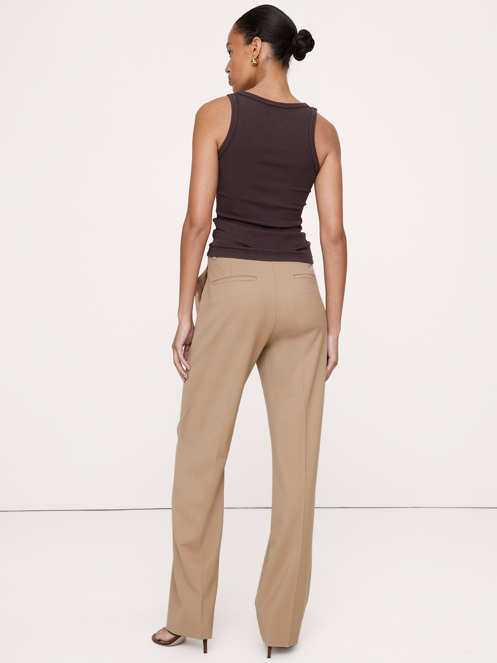 Ultra High-Rise Modern Straight Italian Lightweight Wool Pant - Camel Beige