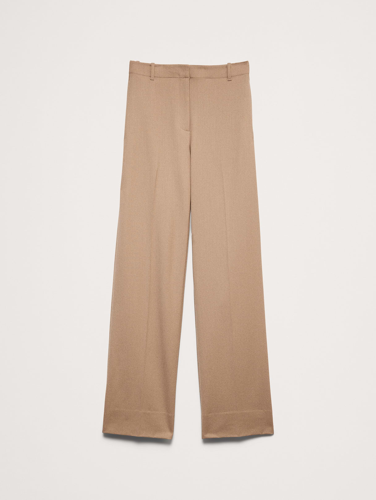 Ultra High-Rise Modern Straight Italian Lightweight Wool Pant - Camel Beige